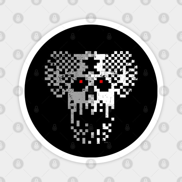 Jet Set Willy Hades Guardian Monochrome Distressed - ZX Spectrum Legend Magnet by Out of Memory